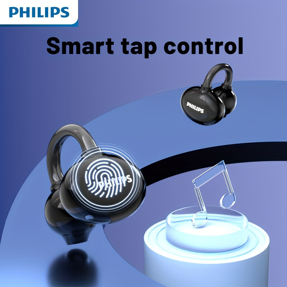 For Philips Wireless Earbuds with Touch Control, Open-Back Design, High-Definition Sound, and Noise Cancellation for Calls - Plastic Earphones with Condenser Mic, TWS Sports Headphones for Cellphones TAT3469, USB-C Charging,