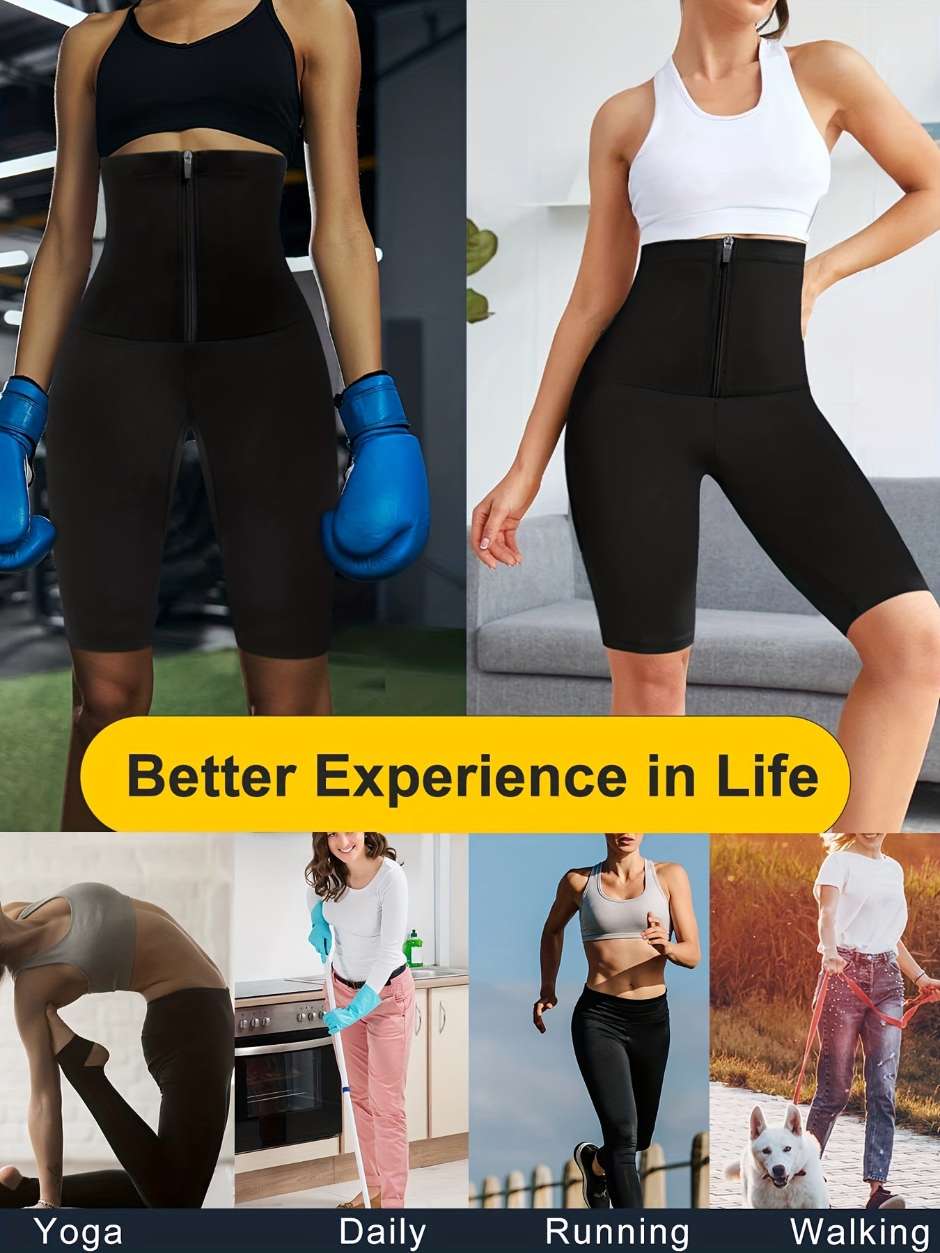 GOTOLY Sauna Suit Sweat Pants For Women Weight Loss Compression Shorts Slimming High Waist Trainer Leggings