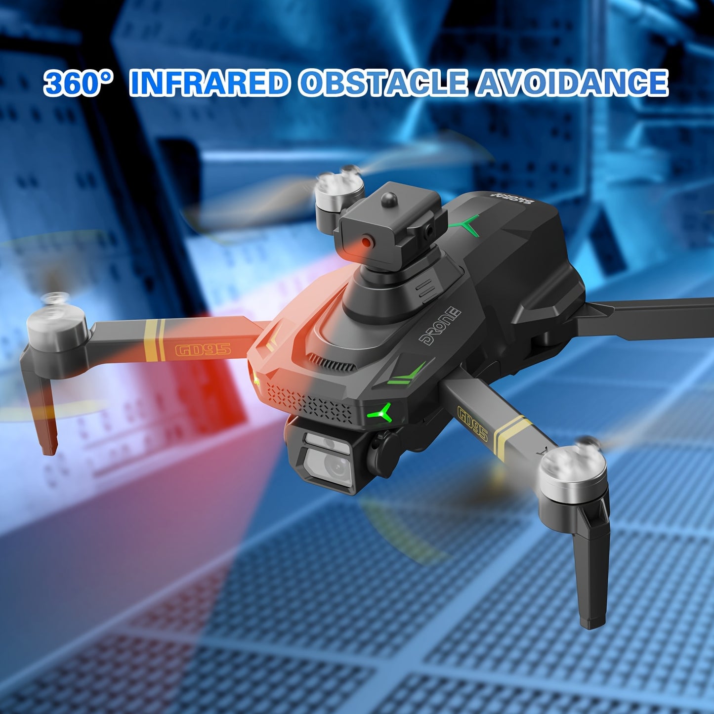1pc Quadcopter Drone, GD95 Foldable Drone, Equipped with SD Dual Camera And Infrared Obstacle Avoidance Head, 2000mAh Capacity Battery, with Optical Flow Hovering Function, One-key Start, Suitable for Beginners