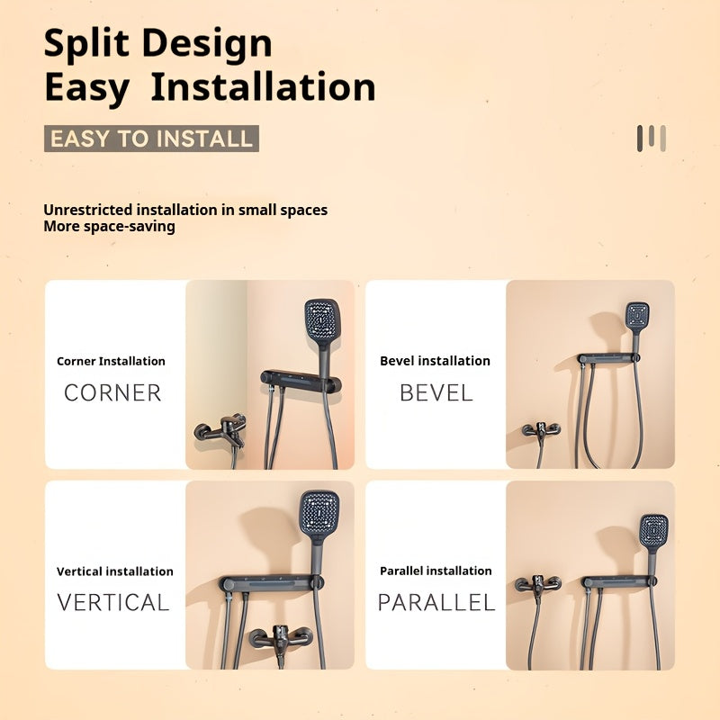 Wall-Mounted Shower Head with Adjustable Arm - No Electricity Needed, Easy Installation, Heavy-Duty Copper Construction for Modern Bathroom Upgrade - Ideal for Bath or Shower