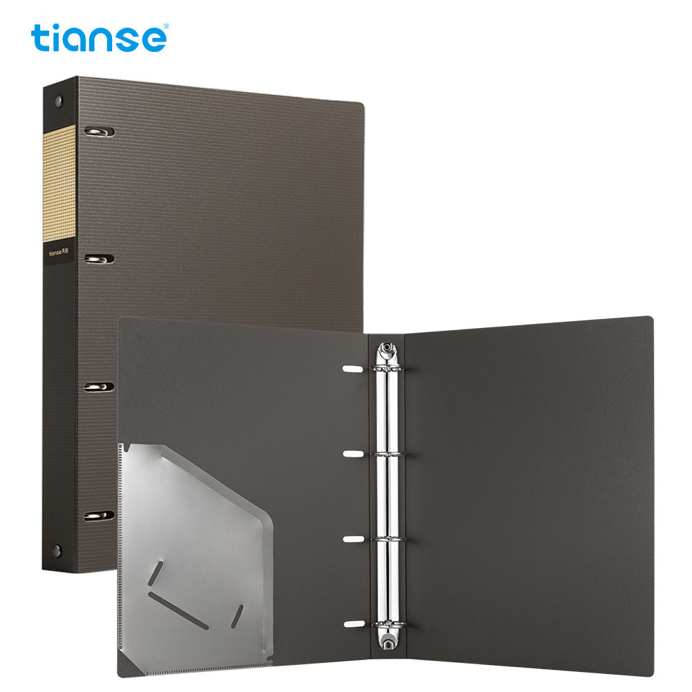 1pc TIANSE 4 Hole File Folder, A4 Size, 200 Sheets Capacity, Binder Folder Perfect For Classified Management Of Office Home School Student Documents Test Papers