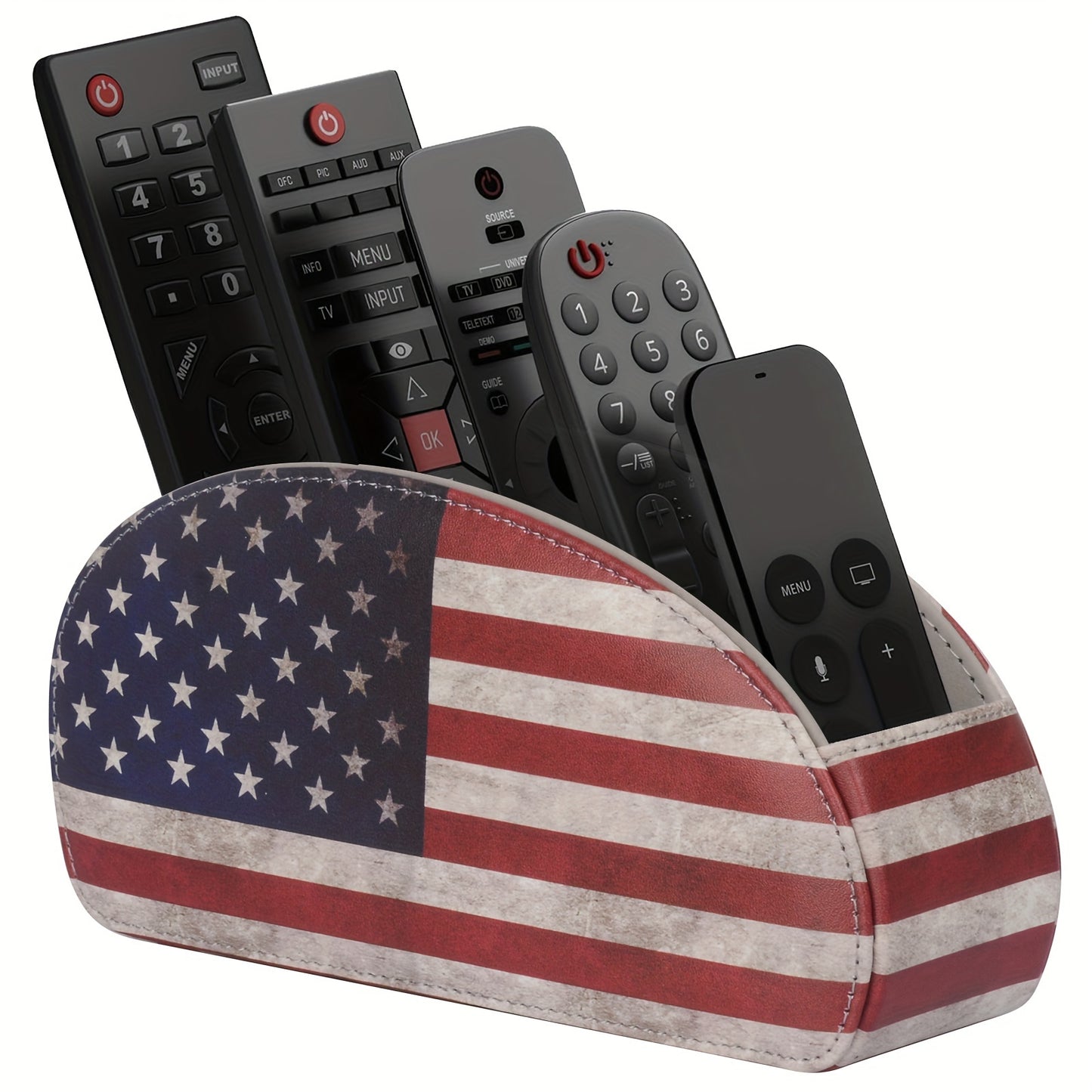 Remote Control Holder with 5 Compartments - Black Faux Leather Remote Caddy for TV, DVD, Blu-Ray, Media Player, And Heater Control, Independent Storage, Desk & Drawer Organizer for Home Storag, Desk & Drawer Organizer for Hom
