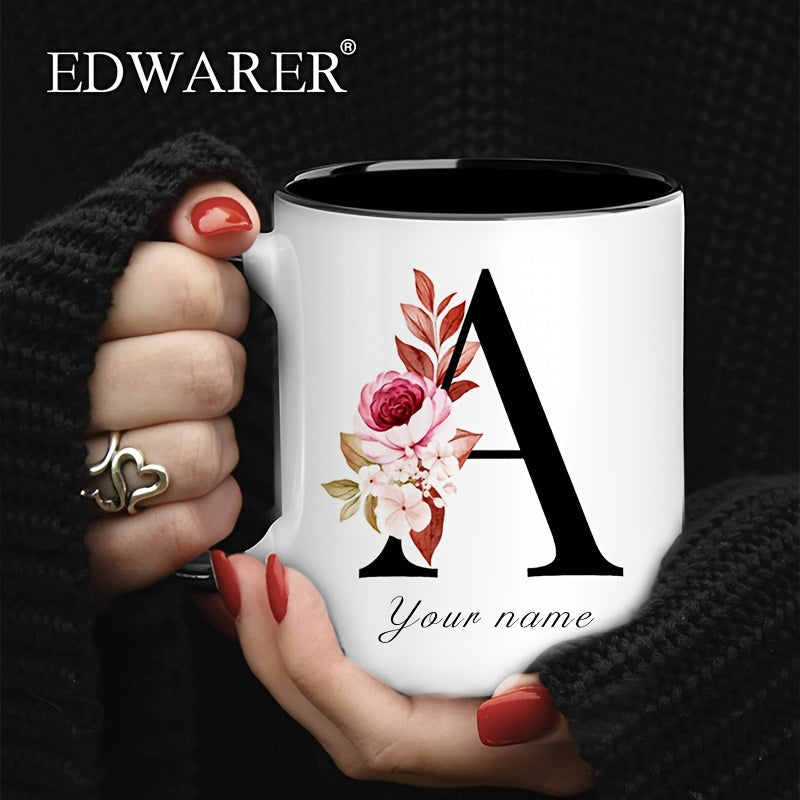 1pc A-Z Letter Custom Personalized Coffee Mug, Water Cup, Photo Text Ceramic Mug 11oz, Graduation Appreciation Thank You Holiday Birthday Gifts, Valentine's Day, Christmas, Birthday, Anniversary Mug Gift, Drinkware For Restau