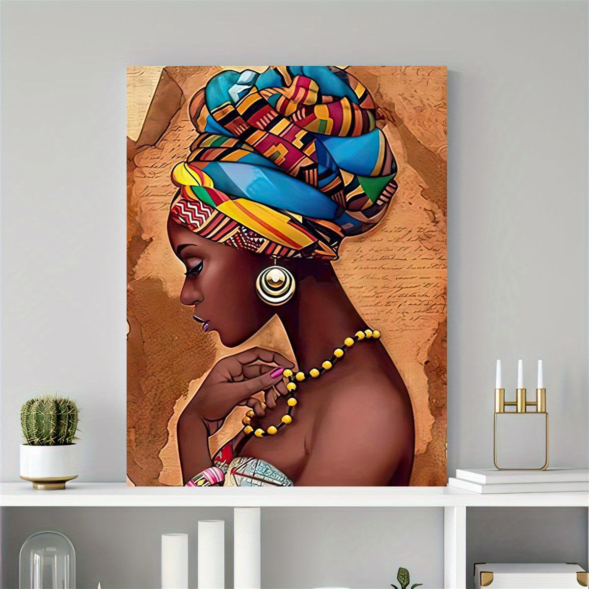 1pc African Art Woman Painting Prints On Canvas, Beauty Girl, Scandinavian Posters, Wall Art Picture, For Living Room/bedroom Decor