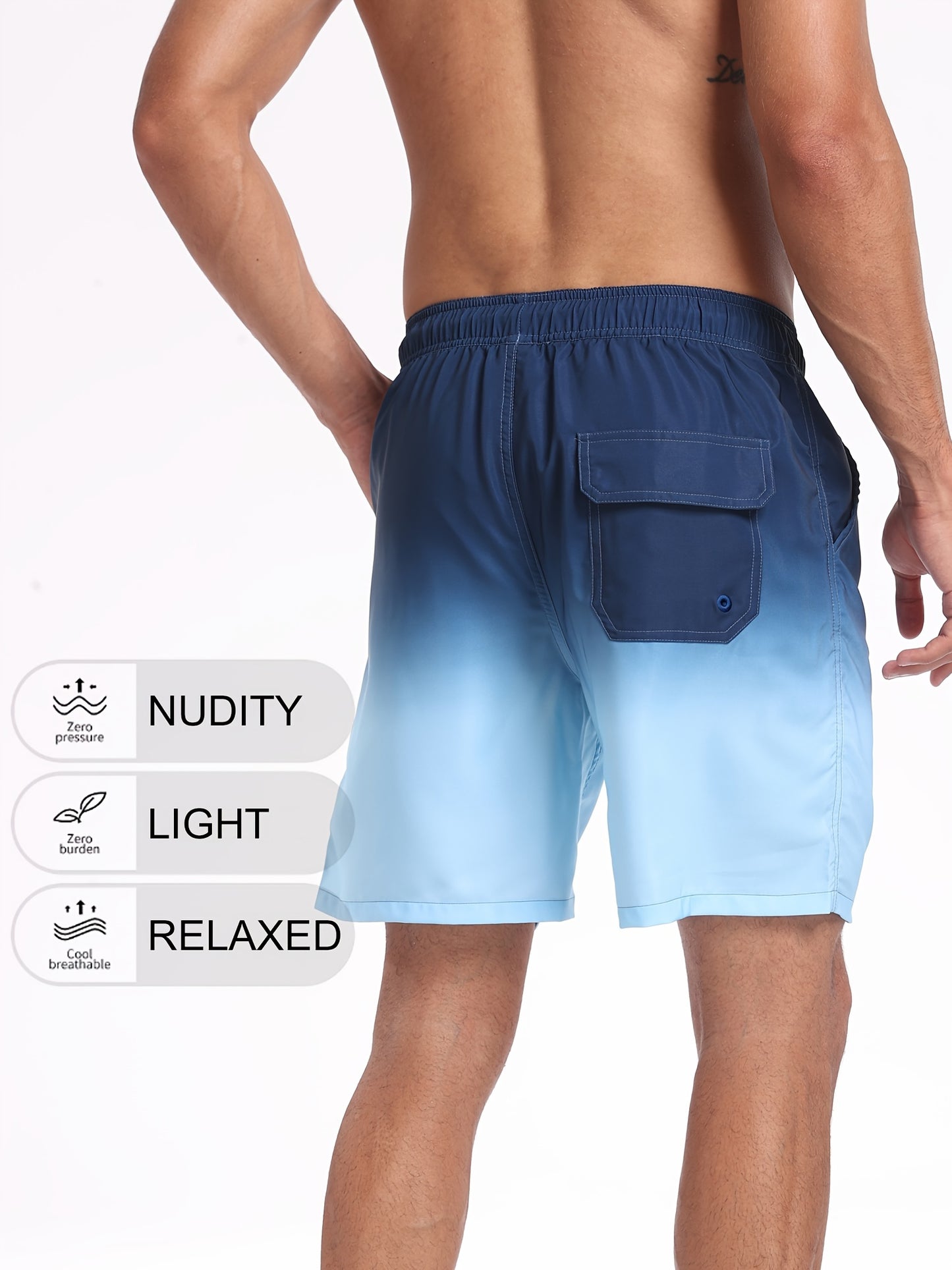 Men's Quick-Dry Beach Shorts with Tropical Palm Tree & Palm Leaf Print - Breathable Stretch Fabric for Summer, Outdoor, Hiking, Swimming - Machine Washable Casual Athletic Shorts, Outdoor Activewear, Summer Shorts