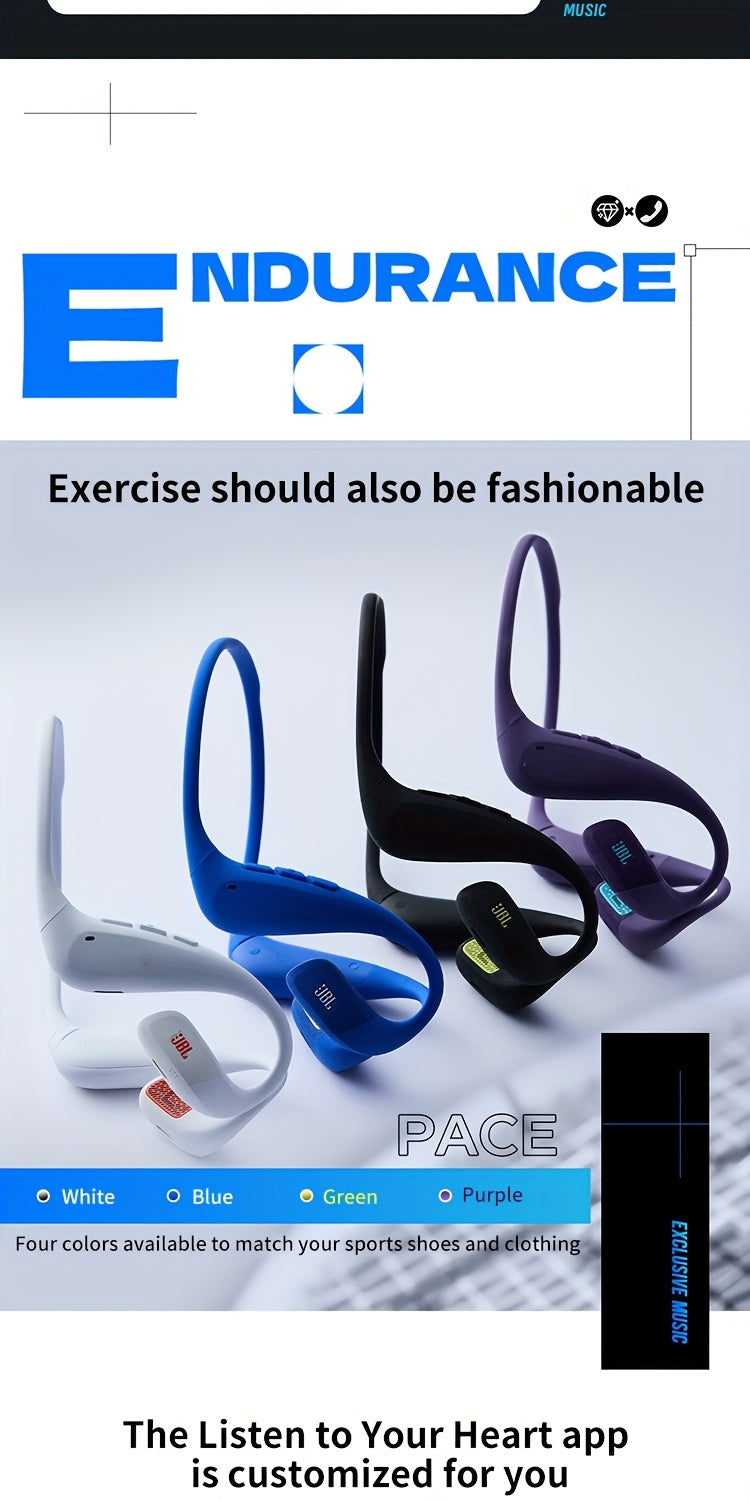 JBL PACE True Wireless Open-fit Sports Earphones, ear-hook style for running and exercise, ultra-long battery life, essential for outdoor hiking and travel, comfortable to wear, built-in microphone, enhanced bass headphones,