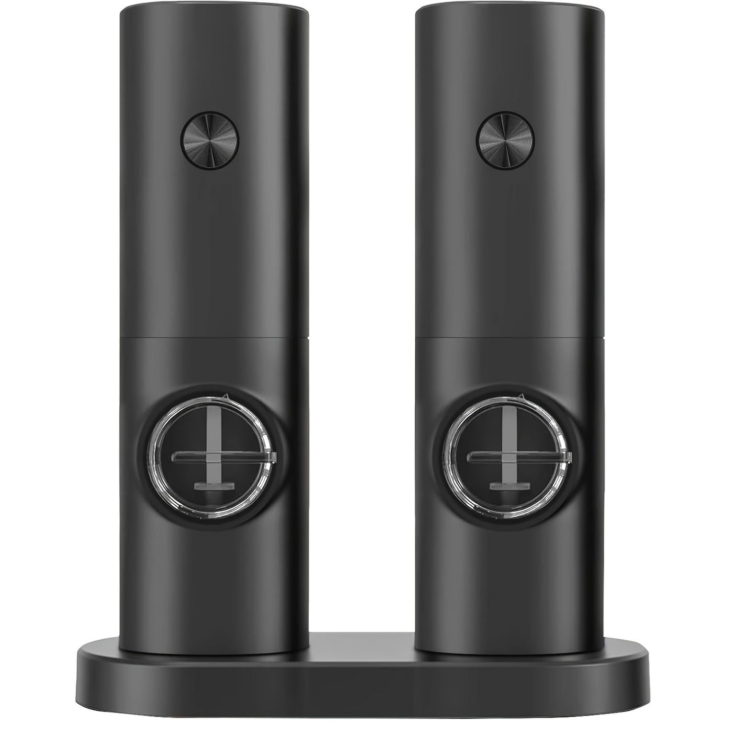 Single or Double Pack Options, Includes Base for Two-Pack - Electric Salt and Pepper Grinder with One Hand Operation, Battery Powered, Adjustable Coarseness, LED Light & Stand, Suitable for Kitchens, Food Seasoning Device, Di