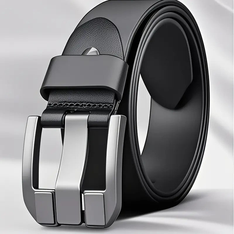 Men'S Genuine Leather Belt with Alloy Buckle - Heavy-Duty, Sweat-Resistant, Formal & Casual Belt for Big Waist - All-Season Everyday & Special Occasion Belt - Durable Metal Buckle Closure - Ideal for Jeans, Dresses, Business