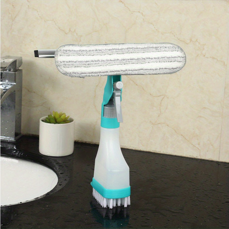 1pc, 4 In 1 Glass Wiper With Spray Bottle, Multifunctional Window Wiping Brush With Scraper And Scrub Brush, Creative Cleaning Brush For Floor Wall Tile Window Glass, Cleaning Supplies, Cleaning Tool, Back To School Supplies