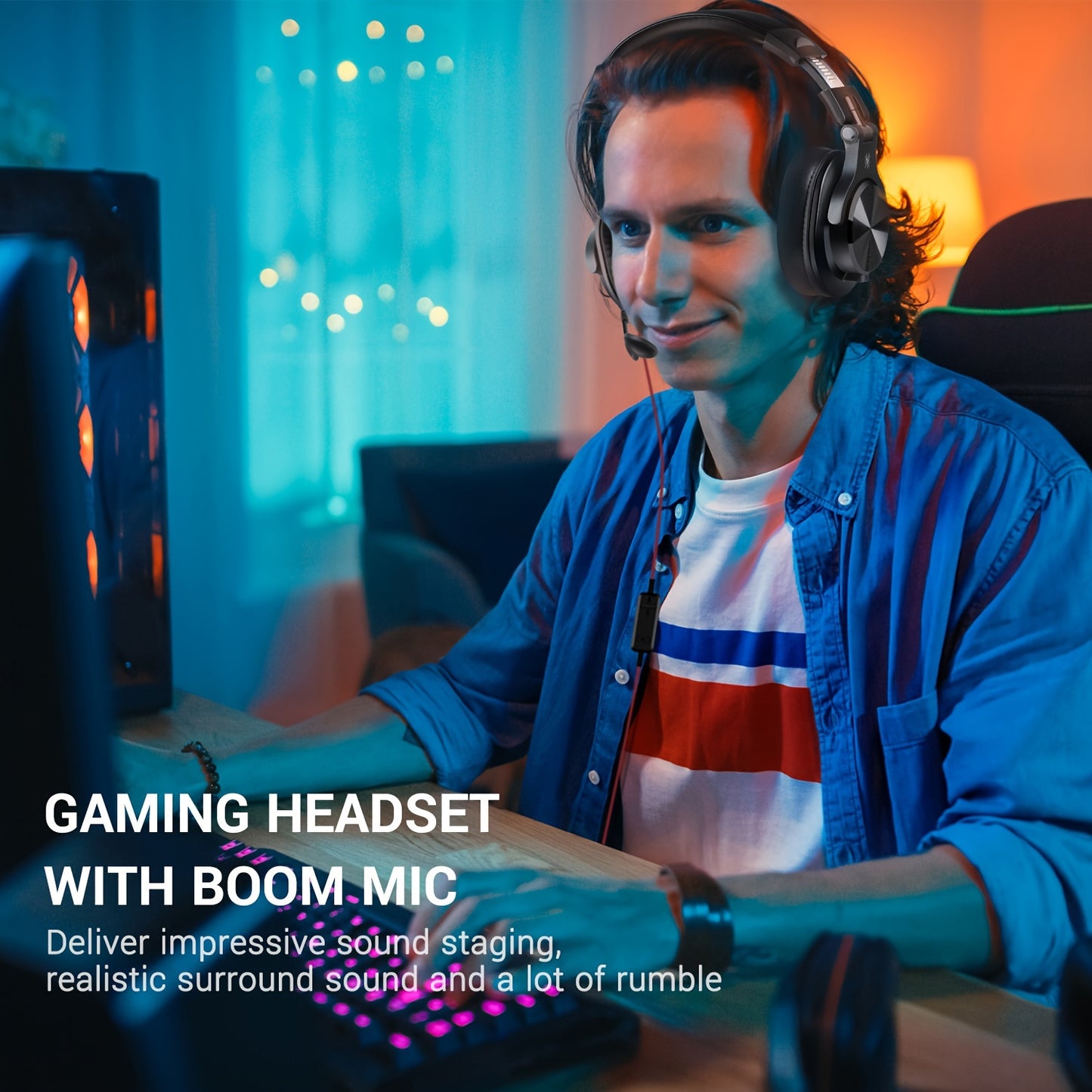 OneOdio A71m Professional Studio & Gaming Headset with Boom Mic - Over-Ear Wired Headphones, Hi-Res Audio, Noise Isolation, Compatible with PC, PS4, Xbox One, Skype, Zoom - Heavy-Duty Build, Detachable Cable, Compatible with