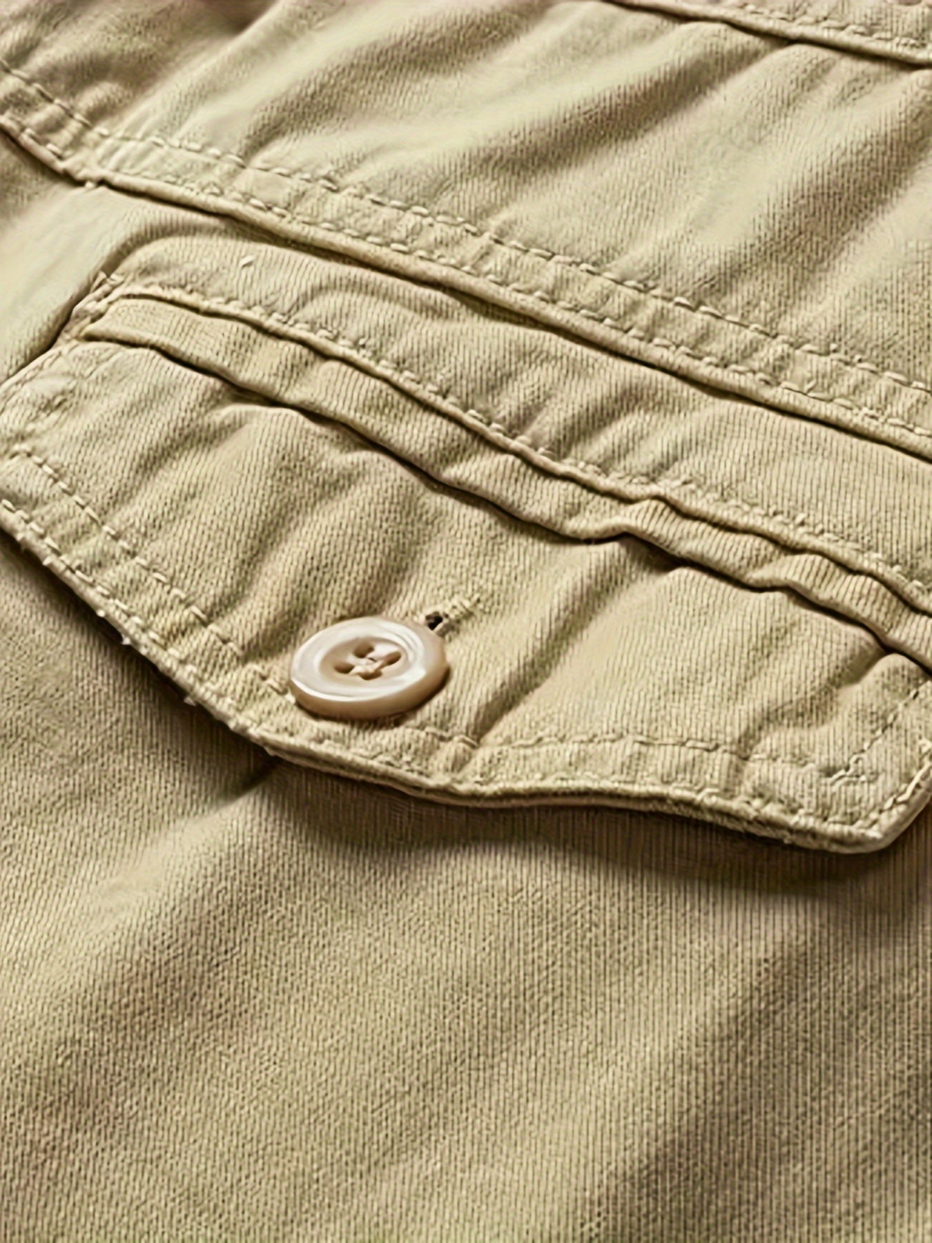 Two-Piece Set, Men's Solid Color Outdoor Casual Comfortable Breathable Multi-Pocket Cargo Shorts