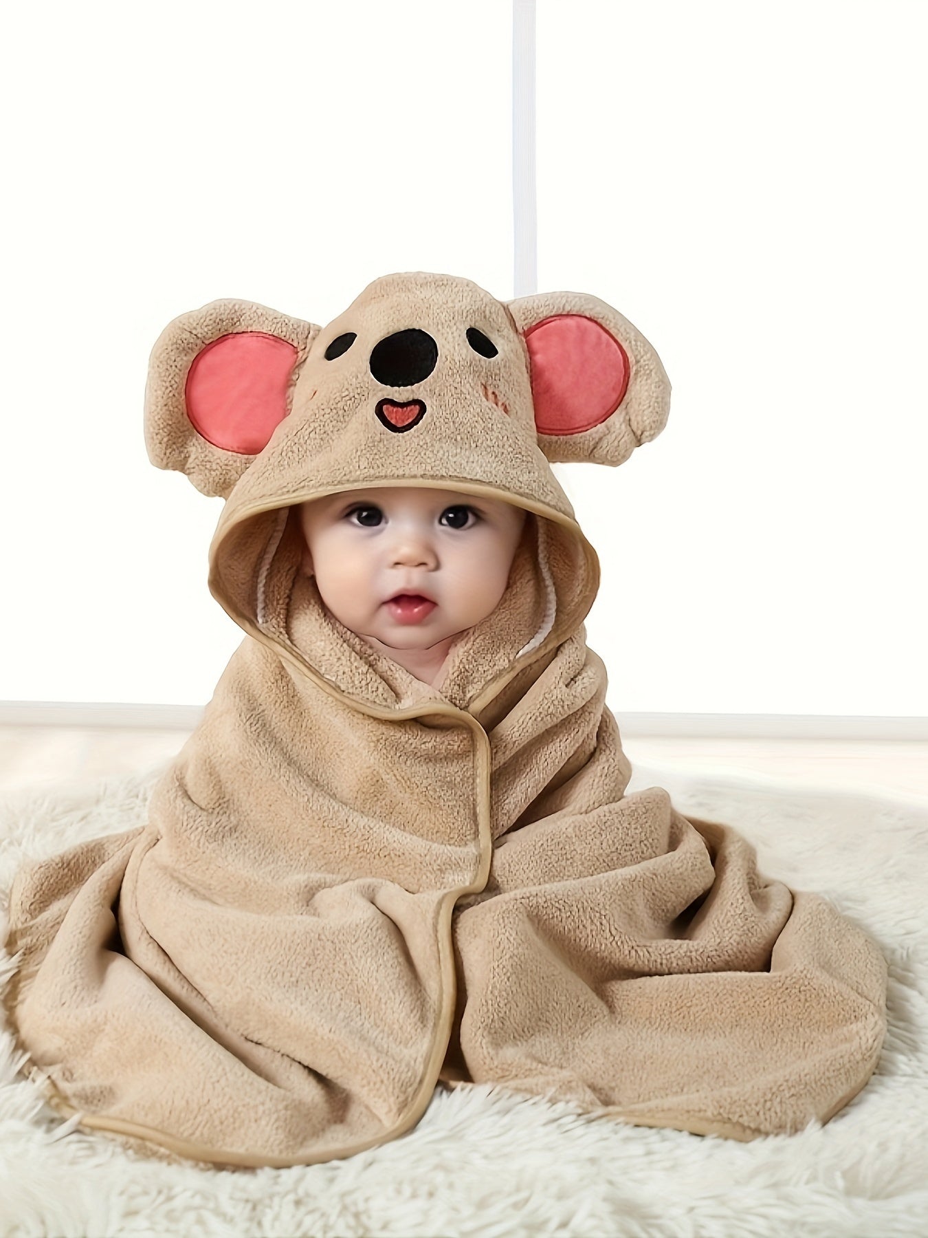 Baby Comfy Hooded Quick Drying Bath Towel For Bathroom Beach, Cute Cartoon Cloak For 0-3 Years Old, Ultra-Soft, Super Absorbent, Gentle-on-Skin Towel