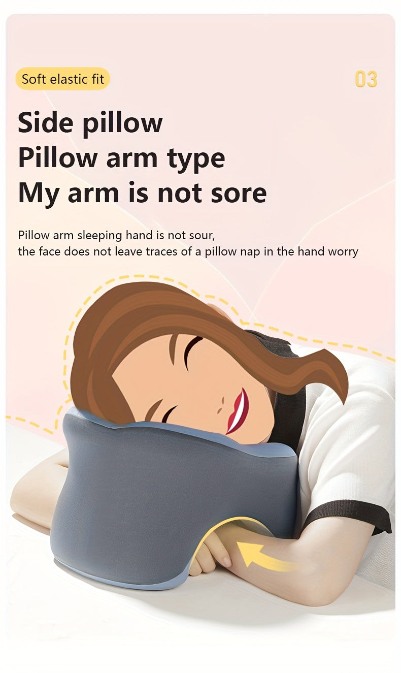 1pc Ergonomic U-Shaped Nap Pillow –, Portable & Machine Washable, Comfortable for Office, Student, and Travel Use, Available in Blue, Gray, Pink