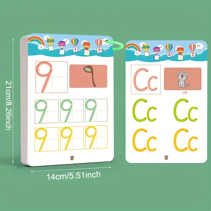 128-Page Reusable Magic Writing Practice Workbook Set - Full Brain Development & Writing Skills for, to Grade 1 Curriculum with Eraser & Answer Key-like Pages, Interactive Learning for Chinese/English Phonics, Math & ABCs (Gi