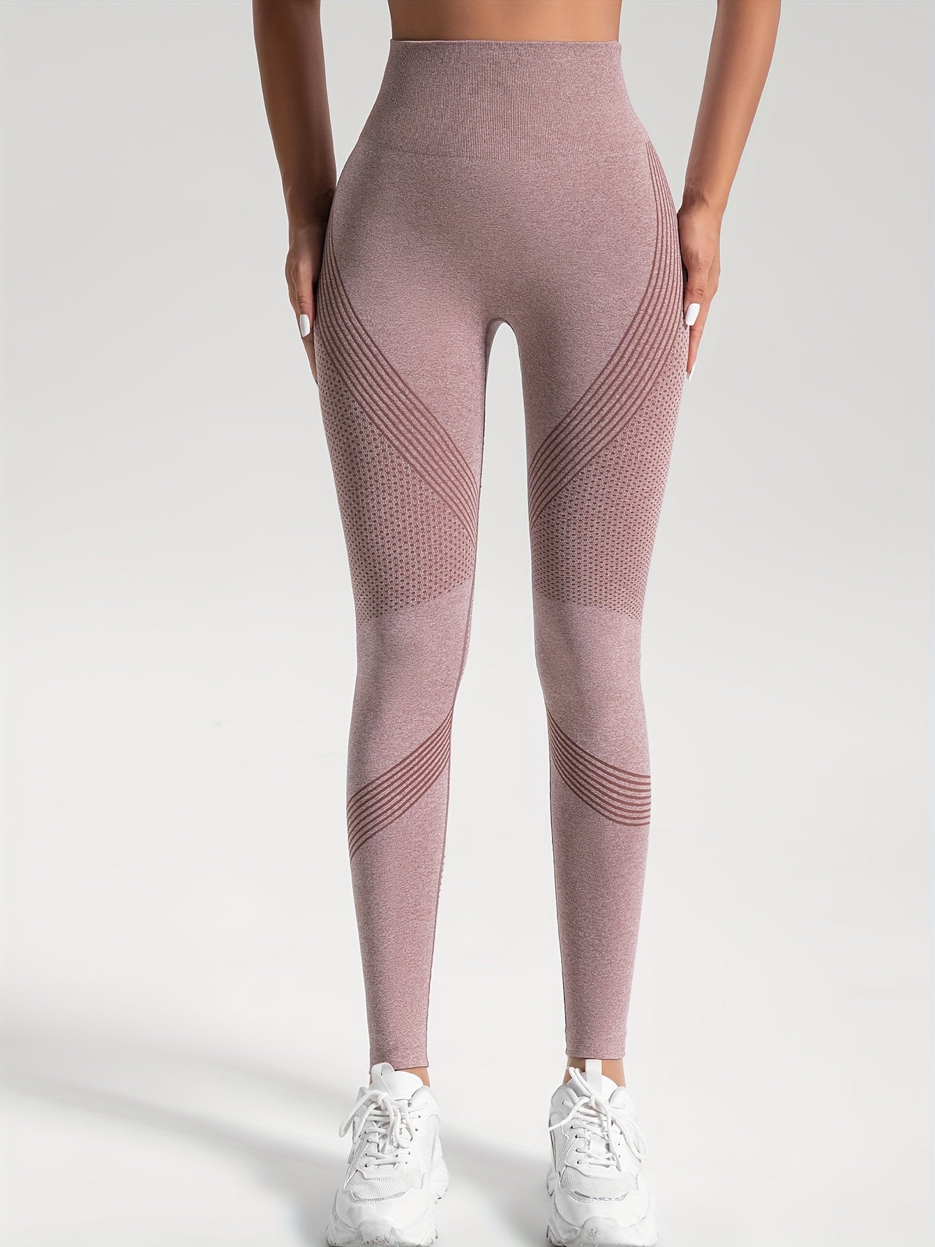 Seamless Knit Tight High Stretch Long Pants, Sports Yoga Fitness Running Trousers, Women's Leggings