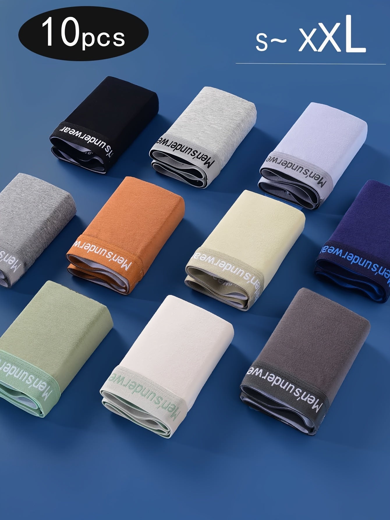 10pcs Men's Cotton Underwear, Casual Boxer Briefs, Breathable Comfort Stretch Sports Short Pants, Underwear for Men Boxers, Boxer Shorts for Men Personalised Gifts, Leisure Underwear, Casual Wear, Snug Fit, Stretchable Fabric