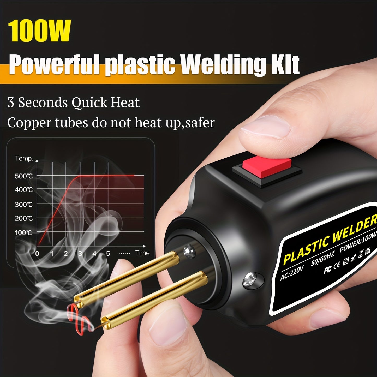 Hot Stapler Mini Plastic Welding Machine Plastic Repair Welder Kit, Car Bumper Repair Kit With 400Pcs/800Pcs Flat/Wave/Outside Inside Corner Hot Staples For Repairing Crack Broken Plastic 220V EU PLUG