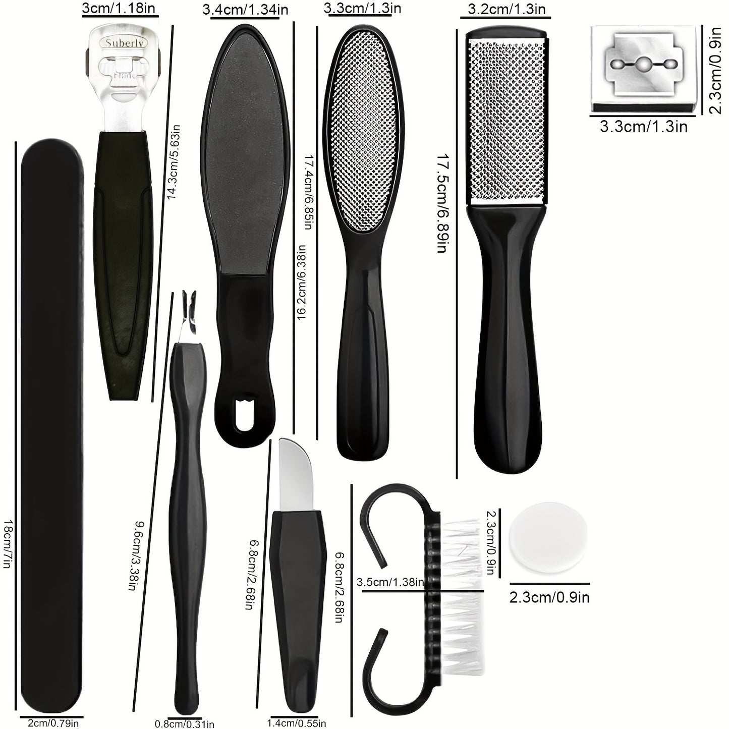 10pcs/set Foot Rasp Dead Skin Remover Manicure Tool Set, Professional Nail Clippers Pedicure Kit, Nail Art Tools, Stainless Steel Grooming Kit For Travel