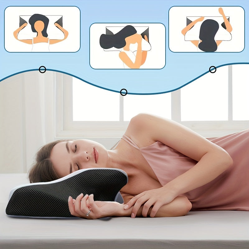 Ergonomic Neck Pillow - Slow Rebound Cushion for Back & Side Sleepers, Compressible Polyurethane Foam, Machine Washable, Ideal for Relaxation & Posture Support, Comfortable Sleeping, Durable Sleeping Aid