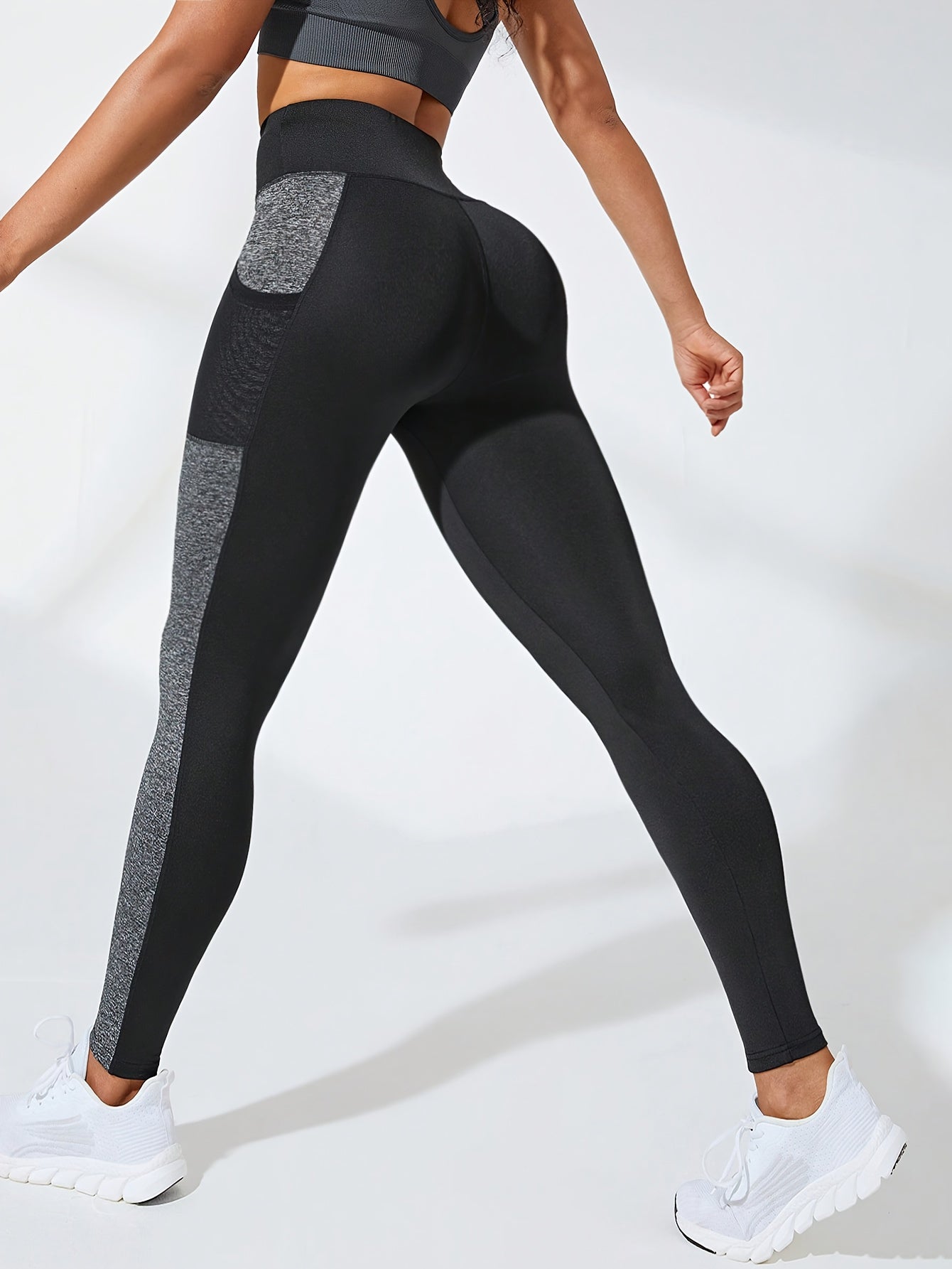 Women'S High-Waisted Pants - Stretchy Tummy-Control Leggings with Side Pockets, Non-Slip Elastic Waistband, All-Season Slim Fit Trousers for, Office, Everyday - Black/Gray/ - Deal, Wear, Sleek Design, Comfortable Material, En