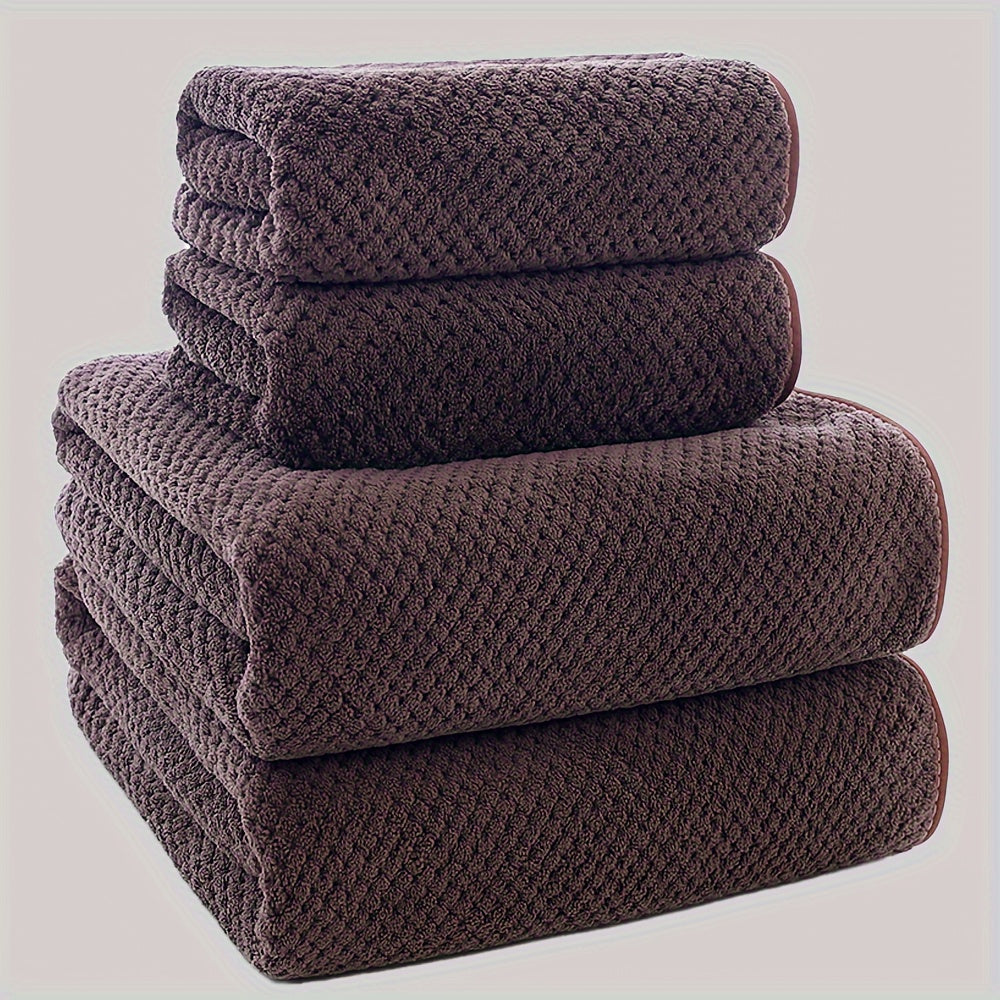 4pcs Luxury Pineapple Mesh Towel Set - Super Absorbent, Quick-Drying, Ultra-Soft, and Beige-Friendly Home Bath Towels - Ideal Bathroom Essentials with Fabric Weave,  Soft Texture, Ultrasoft Material, Skinfriendly Towel, Spa L