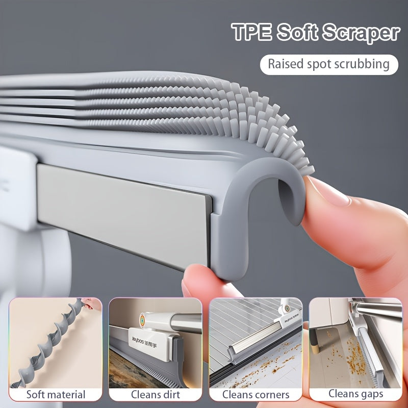 30cm/11.8inch All-in-One TPR Squeegee, Magic Broom with Comb Teeth, Stainless Steel/TPR Multi-Surface Floor, Window, Bathroom Cleaner - Effortless Water, Dust, Pet Hair Removal for Hardwood, Tile, Glass, Kitchen - Space-Savin