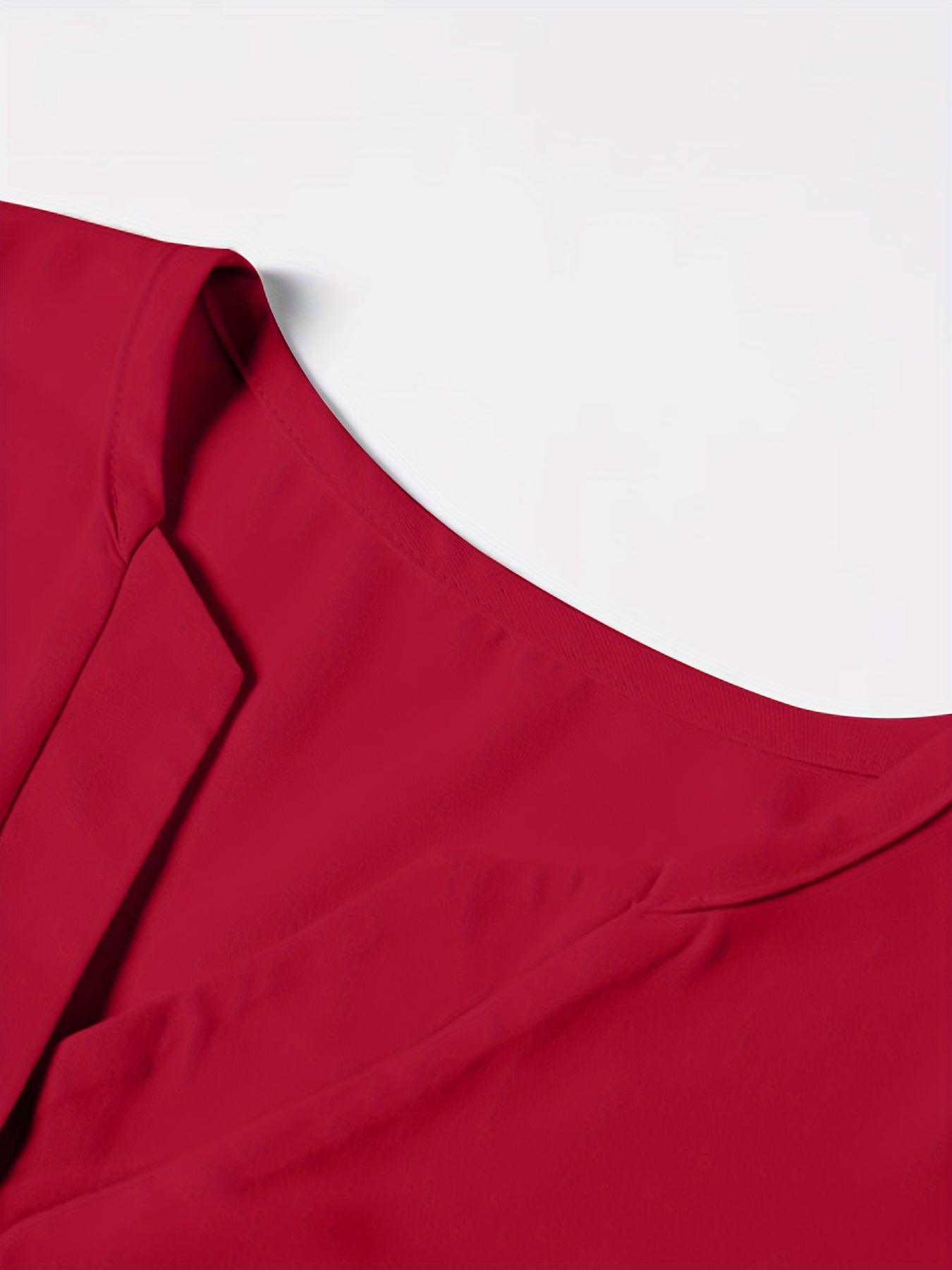 Solid Button Front Blouse, Elegant Long Sleeve Notched Neck Top, Women's Clothing