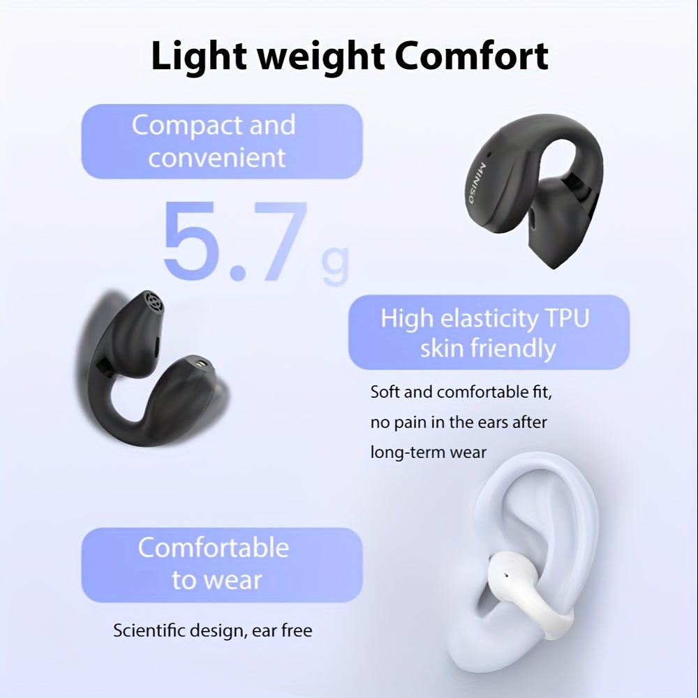 Miniso X29 Open-Ear Wireless Earbuds with Touch Screen & Full Color Display, HiFi Sound, Long Range Wireless Headphones, -C Charging Case, Built-in Mic, Compatible with / Smartphones, Compatible with 150+ Apps (Spanish/Englis