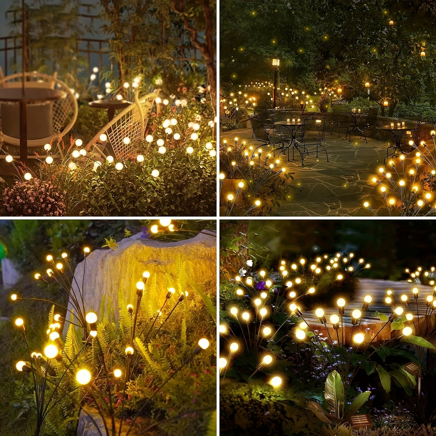 Two Solar Garden Lights, Equipped with 6/8/10 LED Bulbs, Firefly Floor Lights, Outdoor LED Lights, Spherical Garden Decorative Lights for Yard Lighting, Festive Parties, Christmas, Independence Day Dance Illumination to Beaut