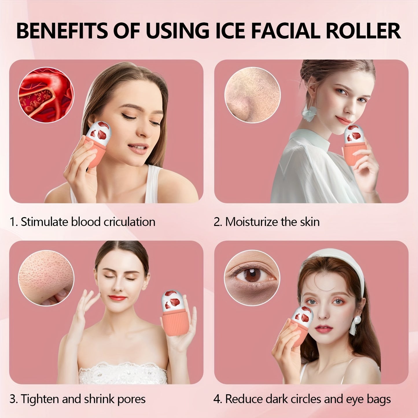 1pc Silicone Ice Roller for Face - Fragrance-Free, Battery-Free Facial Care Tool & Accessory