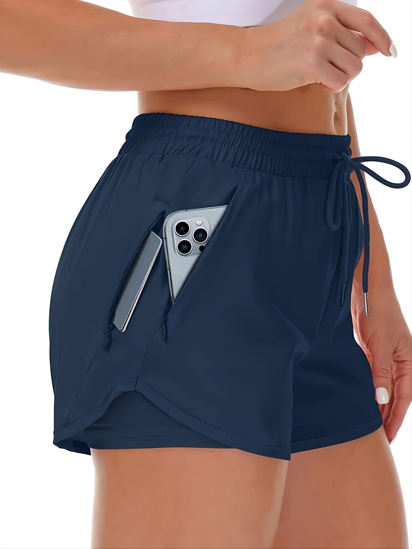 Women'S Casual Sports Shorts - Beige, Stretchy Lycra Fabric, Drawstring Waist, Multiple Pockets for Running and Fitness, Casual Sportswear|Casual Fit|Stretchy Fabric