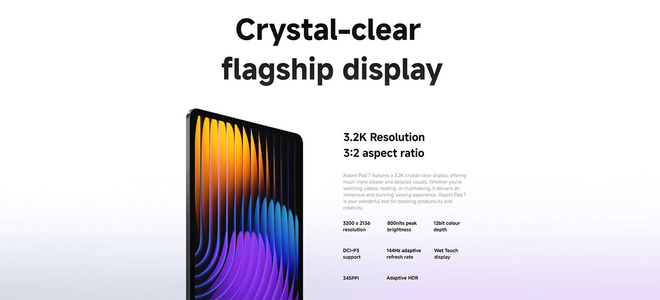 Xiaomi Pad 7 WiFi Tablet 8850mAh Battery 144Hz 11.2'' Screen Quad Speakers Tablet 45W turbo charging Dolby Vision, Wireless Communication, Type-C Port Charging, Android LCD Display, Rechargeable Battery