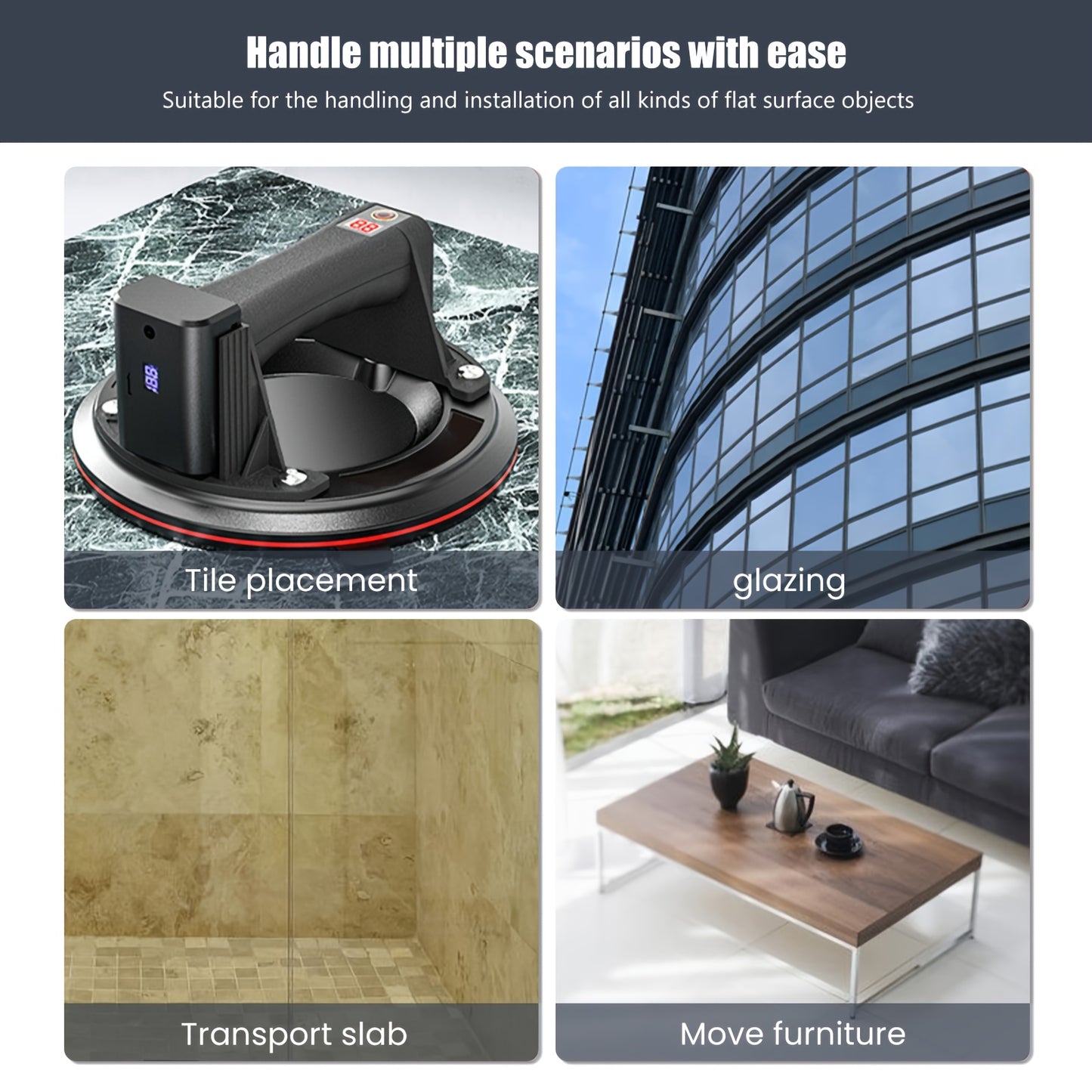 2pcs Set Of 20.32 cm Vacuum Suction Cups 200kg Load Capacity Heavy Duty Vacuum Picker with Double Layer High Quality Rubber Large Diameter Suction Cup Smart Pressure Display for Handling And Installation Can Be Used to Move G