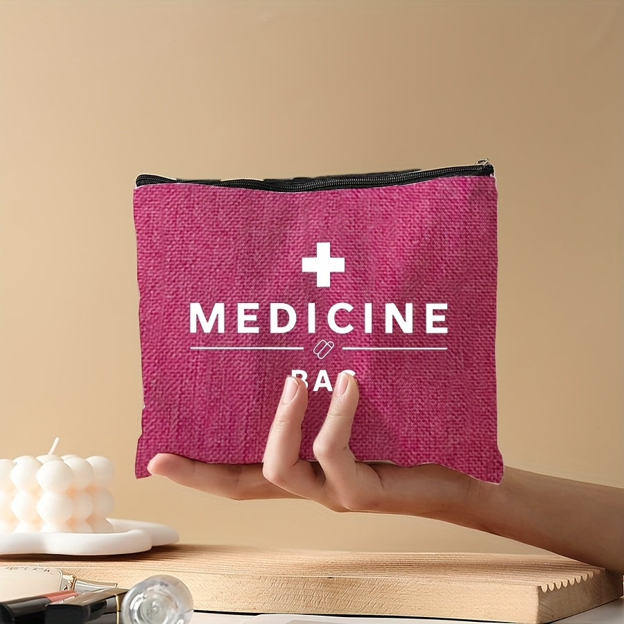 Women'S Makeup Organizer Bag - Zippered Cosmetic Case with Medicine-like design, Lightweight Travel Toiletry Bag for Women, Makeup Brushes, Lipsticks, Essentials - Perfect Gift for Nurses, Teachers, Travelers - Elegant Pink M