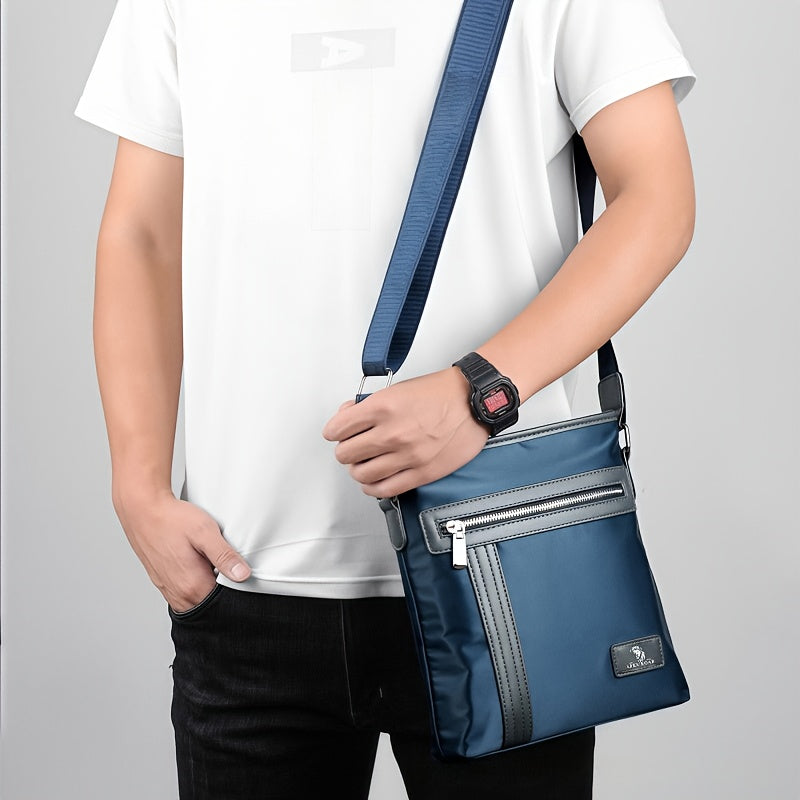 Men's Crossbody Laptop Bag with Tablet Pocket - Heavy-Duty Convertible Messenger Bag, Adjustable Strap & Zippered Compartments, Golden-Tone Hardware - Compatible with 38.1cm Laptop/ Tablet - Navy Blue for Travel, Work, School