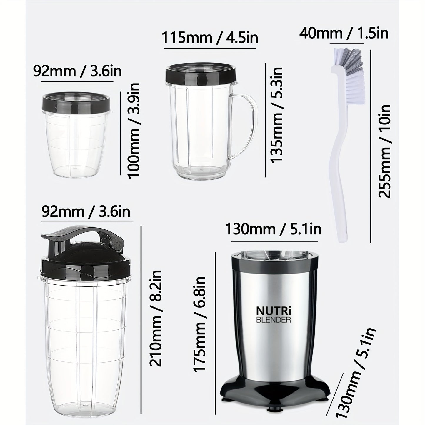 Smoothie Blender, Milkshake And Smoothie Blender, 15pcs Kitchen Personal Blender And Grinder Combo, Single Blender for Making Juice, Baby Food And Nutritional Recipes with Clean Brush