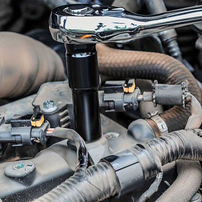 1 Set Heavy-Duty Impact Socket Set, Deep Drive Carbon Steel Sockets, Mechanical Operation, No Power Required, Ideal For Auto Repair And Maintenance