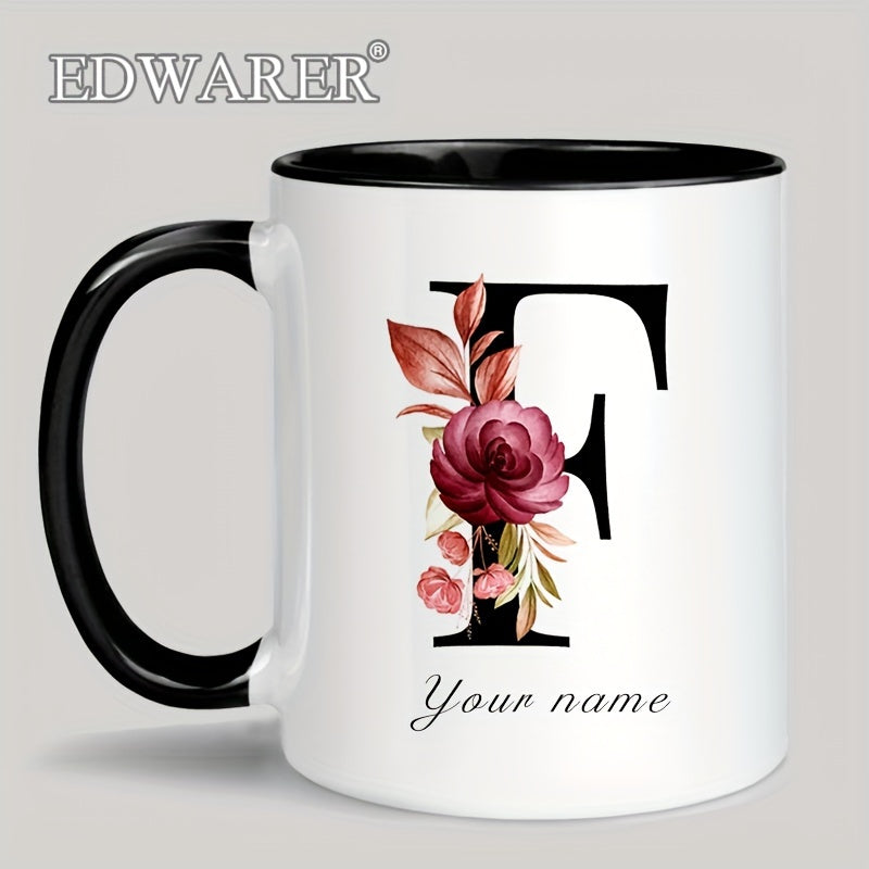 1pc A-Z Letter Custom Personalized Coffee Mug, Water Cup, Photo Text Ceramic Mug 11oz, Graduation Appreciation Thank You Holiday Birthday Gifts, Valentine's Day, Christmas, Birthday, Anniversary Mug Gift, Drinkware For Restau
