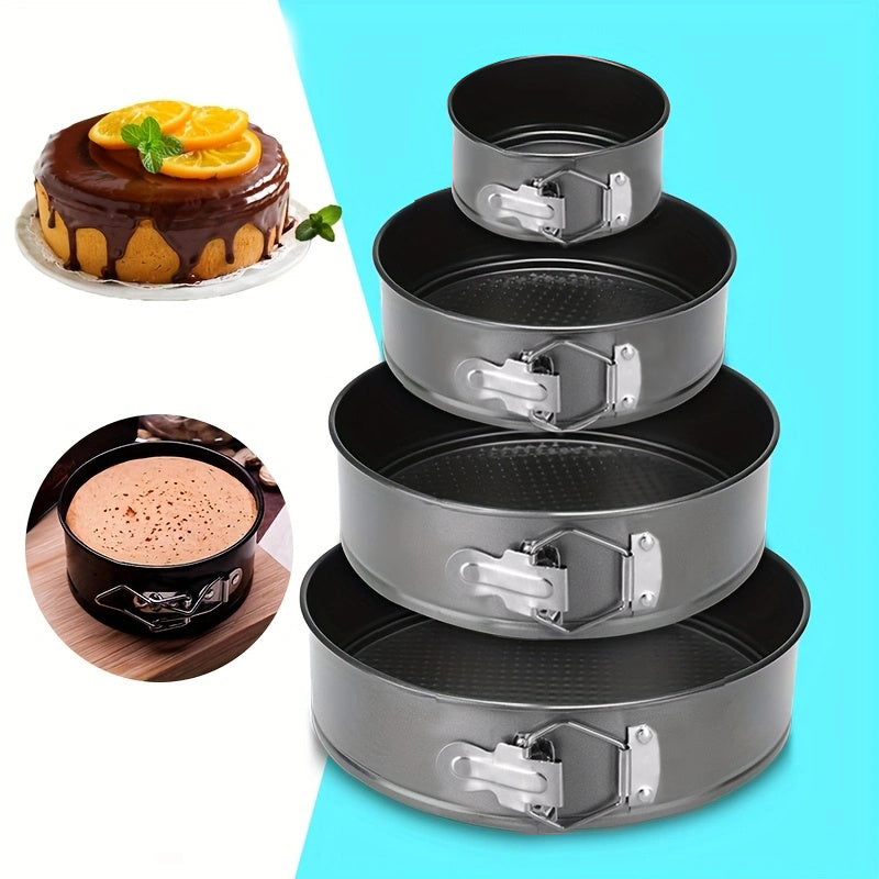 4pcs, Springform Cake Pans, Loose Bottom Baking Cake Molds, Removable Bottom Non-Stick Baking Pans, Oven Accessories, Baking Tools, Kitchen Gadgets, Kitchen Accessories, Home Kitchen Items