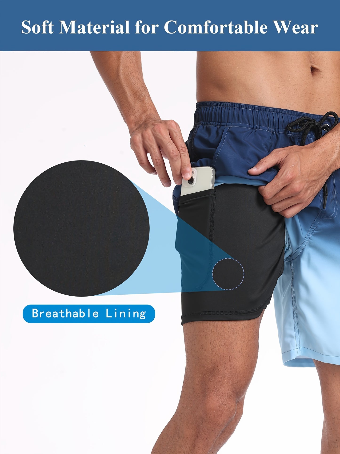 Men's Quick-Dry Beach Shorts with Tropical Palm Tree & Palm Leaf Print - Breathable Stretch Fabric for Summer, Outdoor, Hiking, Swimming - Machine Washable Casual Athletic Shorts, Outdoor Activewear, Summer Shorts