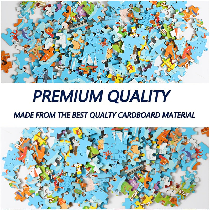 200pcs World Map Puzzle for Kids - Educational Science & Technology Toy, Fun Animal-Themed Cartoon Wooden Jigsaw Puzzle for Boys and Girls, Enhances Cognitive Skills, Ideal for Ages 3-12, Portable Design, Intermediate Skill L