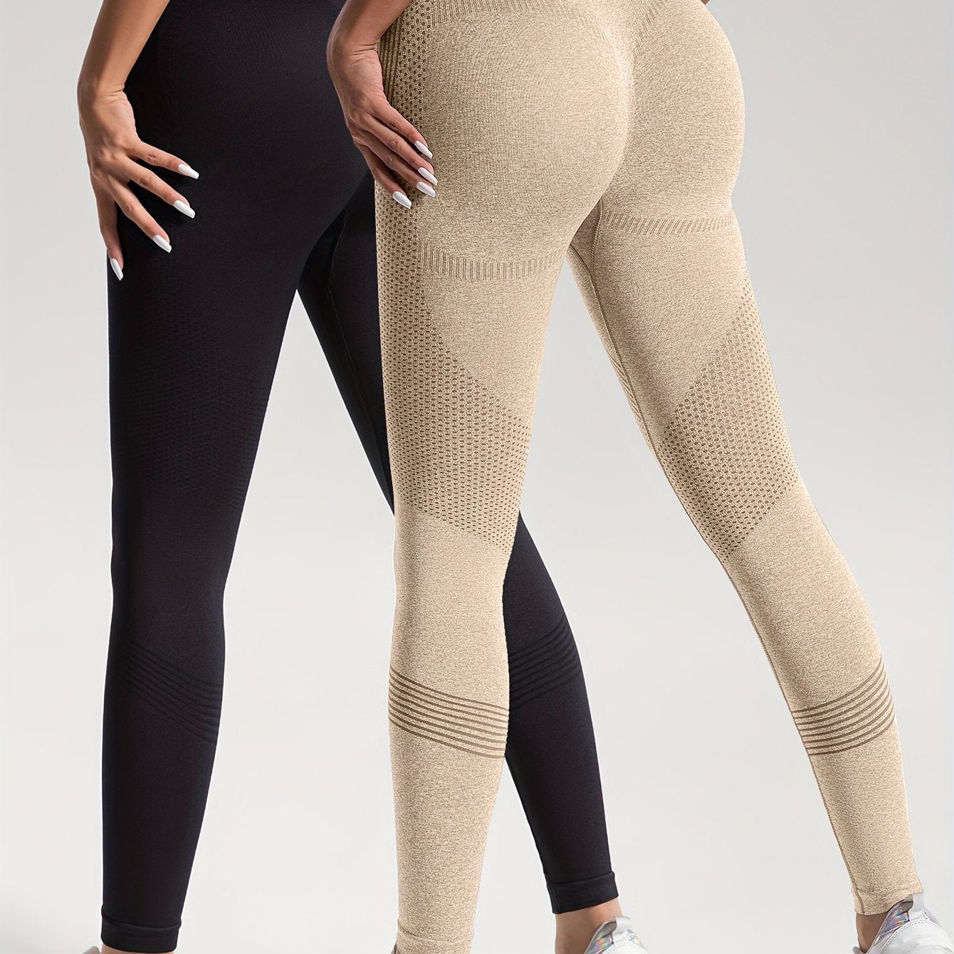 2pcs Solid Color High-Stretch Fitness Yoga Sports Leggings, Soft Breathable Yoga Tight Pants, Women's Activewear