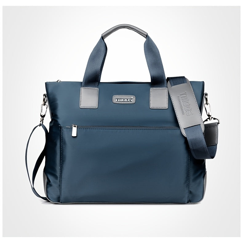 TMOOS Men'S Lightweight Oxford Business Casual Tote Bag - Large Capacity Multi-Compartment, Adjustable Shoulder Strap, Durable & Stylish for Work, Travel, and Everyday Use, Travel Tote Bag, Professional Appearance, Secure Zip