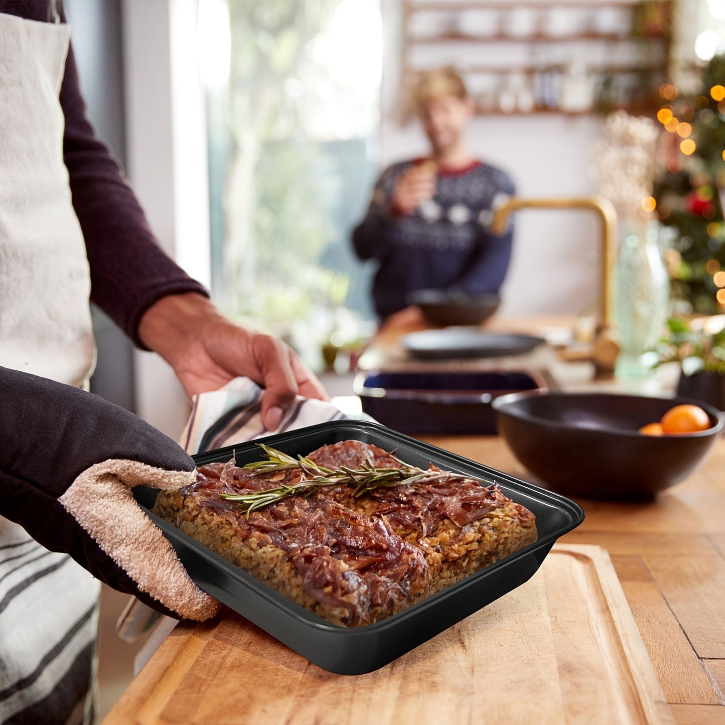 3pcs, Deep Square Baking Sheets, Baking Cake Pans Set, Non-Stick Cookie Sheets, Grilling Trays, Oven Accessories, Baking Tools, Kitchen Gadgets, Kitchen Accessories