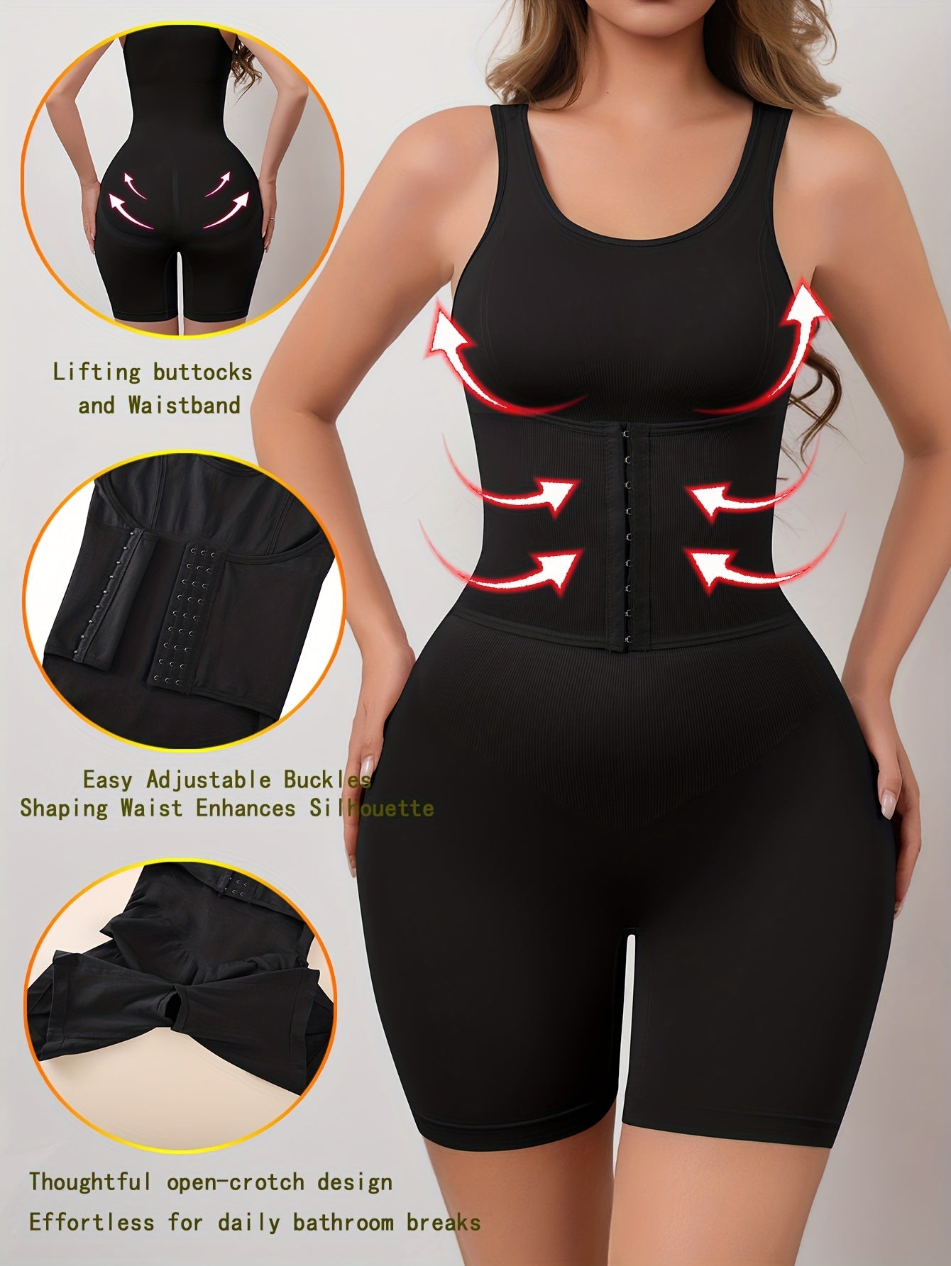 Women's Full-Body Tummy Control Bodysuit - Double-Layer High Compression Shaping Suit with Butt Lift & Waist, Smooth Curves Instantly, Brown/Black/Navy/Beige, Hand Washable One-Piece for Postpartum &