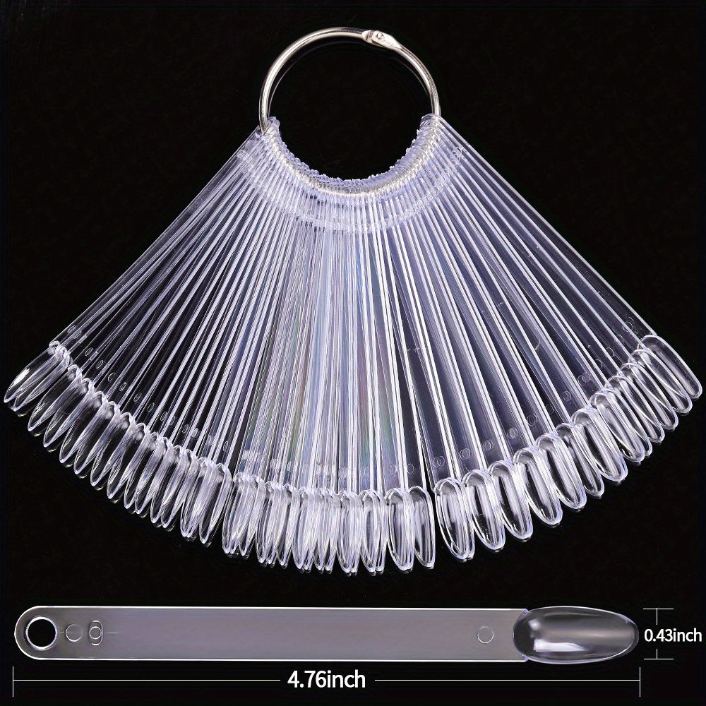 50Pcs Nail Display Tips Clear Nail Swatches Tips For Display Nail Samples Gel Polish Palette Color Chart Manicure Practicing Tools
