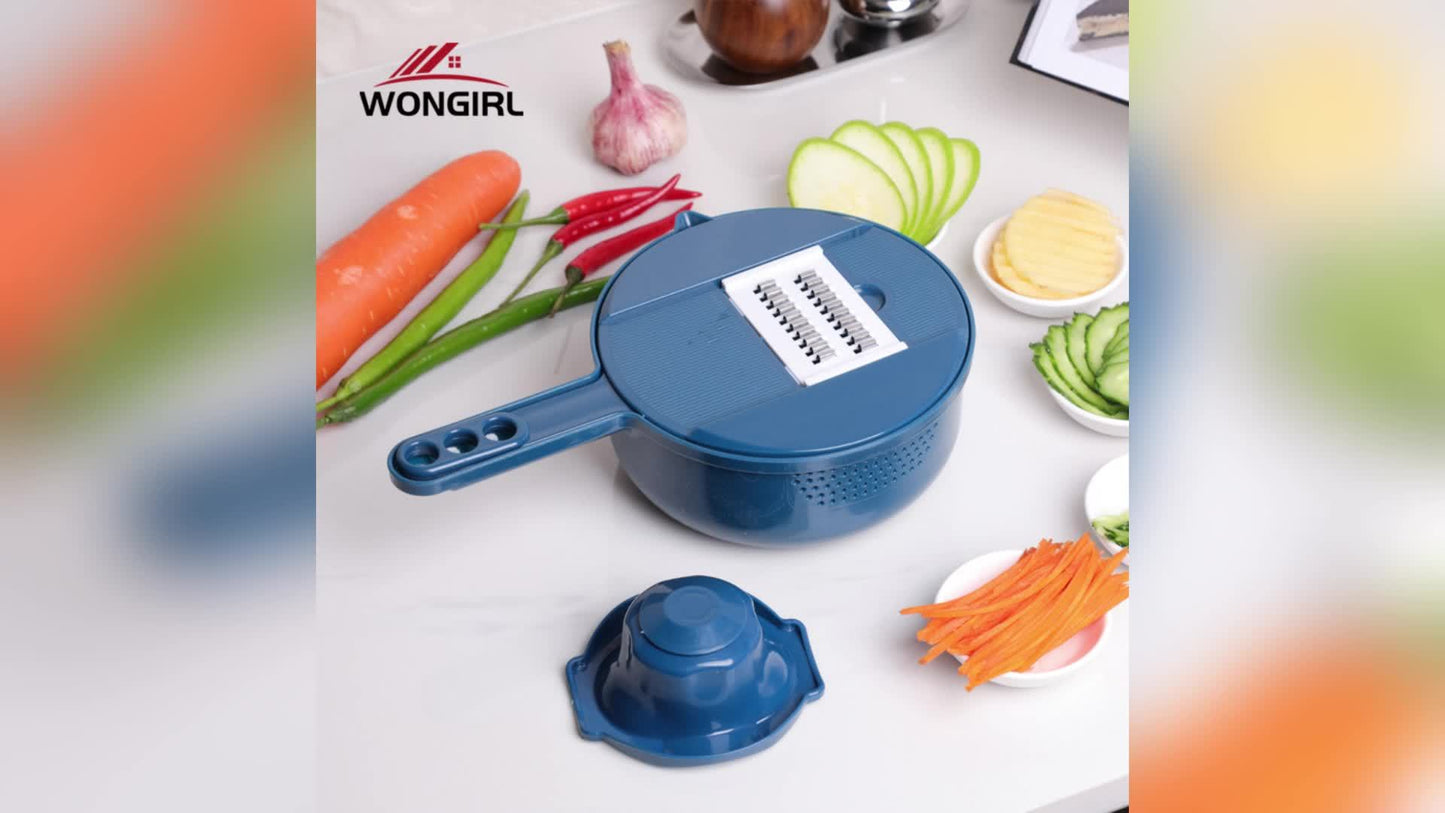 12-In-1 Multi-Functional Vegetable Chopper Carrots Potatoes Manually Cut Shred Slicer Radish Grater Kitchen Tools Vegetable Cutter For Hotel/Commercial