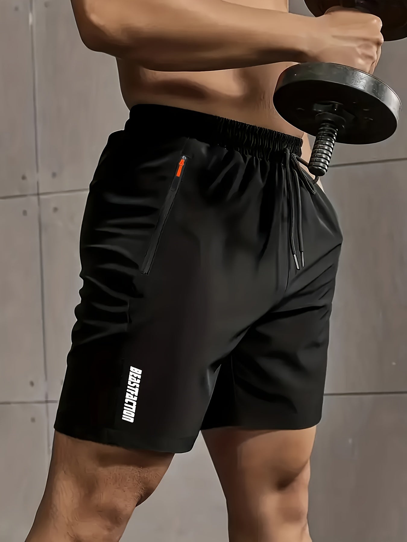 Men'S Summer Casual Shorts, New Fashion Loose Fit Sports Running Fitness 5/4 Pants, Polyester, Zipper, Print Pattern, Slight Stretch Fabric, 120g/m², Woven, with for Men