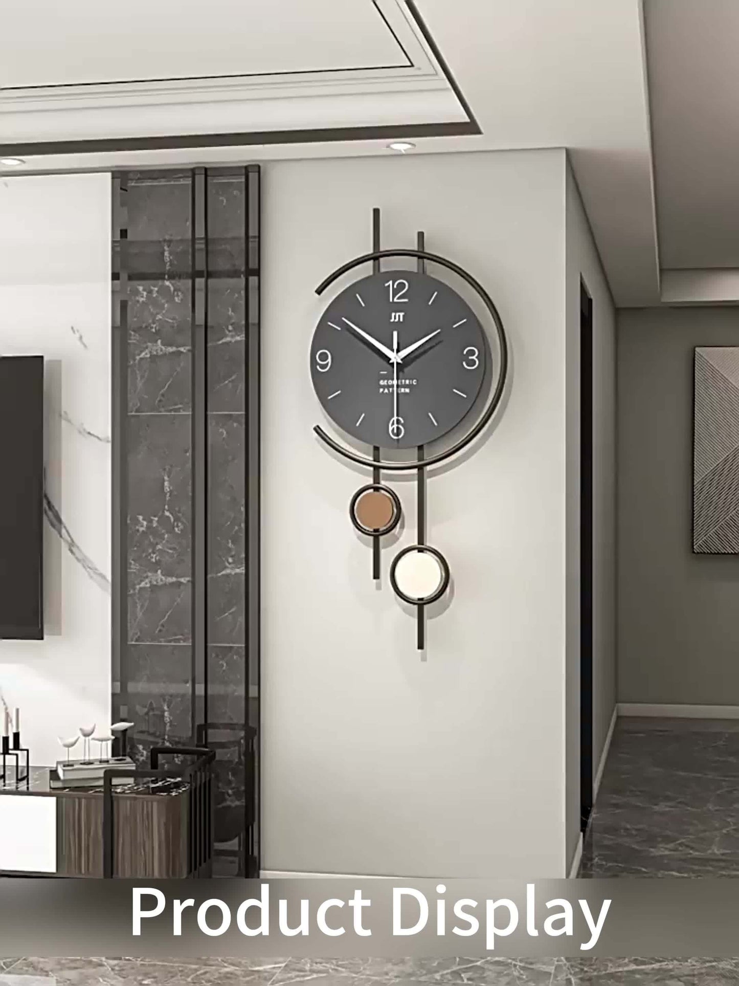 TOHOOYO Modern Minimalist Wall Clock - Silent Non-Ticking, Large Easy-to-Read Numbers, Battery-Powered (AA Not Included) - Elegant Home Decor for Living Room, Dining Room, Office - Contemporary Scandinavian Decor - Durable Ir