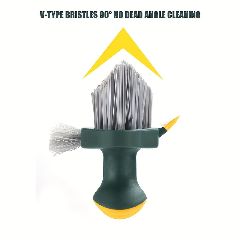 1pc 3-in-1 Gap and Floor Cleaning Brush - Durable Plastic Material, Portatile Design for Bathroom, Kitchen & Living Room Use with Glass Scraper Triple-Sided Grooved Head Multi-Purpose Commercial Tool, Bathroom Cleaning Suppli